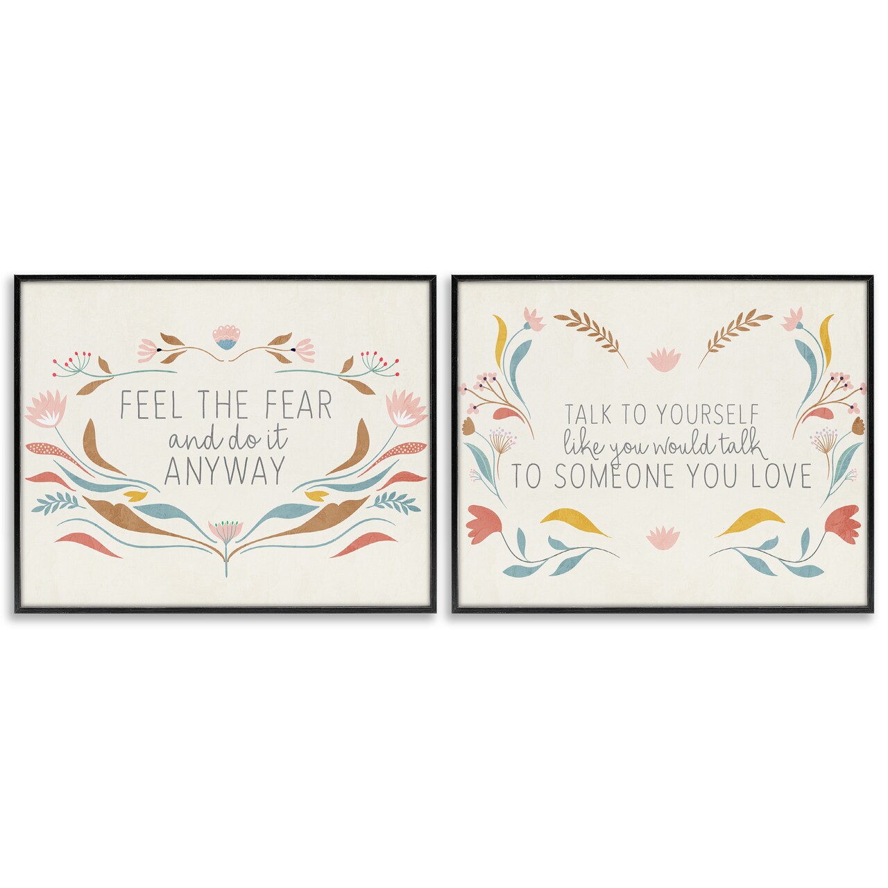 Stupell Industries Comforting Confident Phrases 2pc Framed Giclee Wall Art Set Design by Kim Allen